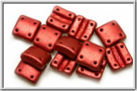 4-Loch-FixerBeads, vertikal, 8x8mm, lava red, met., satin, 12 Stk.