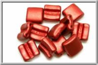 2-Loch-FixerBeads, horizontal, 8x8mm, lava red, met., satin, 12 Stk.