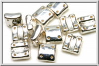 4-Loch-FixerBeads, vertikal, 8x8mm, crystal, trans., full sterling silver plated, 12 Stk.