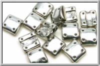 4-Loch-FixerBeads, vertikal, 8x8mm, crystal, trans., full silver, 12 Stk.