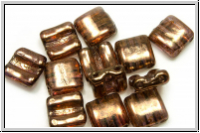 2-Loch-FixerBeads, horizontal, 8x8mm, crystal, trans., lila gold luster, 12 Stk.
