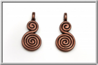 Anh�nger "Doppelspirale", 18x8mm, antkkupferfb., Messing, 1 Stk.
