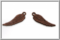 Anh�nger "Wings of Angels, small", 17x5mm, antikkupferfb., Messing, 1 Paar
