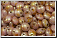 Linsen, 6x2,5mm, seitl. Loch, white, alabaster, rose gold luster, 50 Stk.
