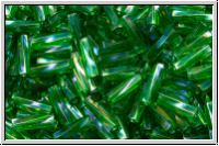 MTWB-2-0179, MIYUKI Twisted Bugles, Nr. 2 (6mm), green, kelly, trans., AB, 10g
