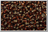 DB1684, MIYUKI Delica, 11/0, rootbeer, dk., trans., glazed, silver-ld., 5g
