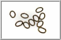 Biegeringe, oval, 6x4x0,7mm, antikmessingfarben, Metall, 10 Stk.