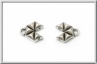 Bead Ending "VOUDIA II", CYMBAL, 9,3x10,6mm, versilbert, Metall, 1 Paar