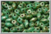 MiniDuo Beads, MATUBO, 2,5x4mm, turquoise, op., silver picasso, 5g