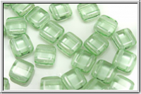 TILE-Beads, 6x6mm, peridot, lt., trans., 25 Stk.
