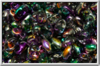 MiniDuo Beads, MATUBO, 2,5x4mm, crystal, trans., green marea peacock gold, 5g