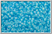 RR-15-0148fr, MIYUKI Rocailles, 15/0, aqua, trans., matte, AB, 5g