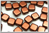 TILE-Beads, 6x6mm, copper, dk., metallic, satin, 25 Stk.