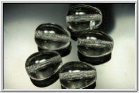 B�hm. Glasperle, Tropfen, l�ngs gebohrt, 11x8mm, crystal, trans., 5 Stk.