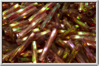 MTWB-4-0301, MIYUKI Twisted Bugles, Nr. 4 (12mm), topaz, dk., trans., gold luster, 10g