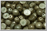 2-Loch-Cabochon, 6mm, white, op., grey marbled, 20 Stk.