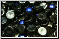 2-Loch-Cabochon, 6mm, black, op., half azuro, 20 Stk.