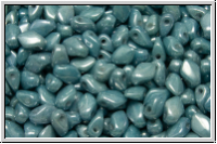 Gekko�-Beads, 3x5mm, white, op., blue/grey marbled, 50 Stk.