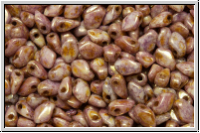 Gekko�-Beads, 3x5mm, white, op., lila gold marbled, 50 Stk.