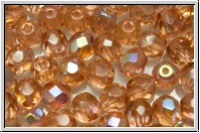 B�hm. Glasschliffperle, feuerpol., 6mm, vintage rose, trans., AB, 25 Stk.