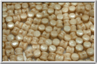 Diabolo-Beads, 5x5mm, white, op., champagne luster, 25 Stk.