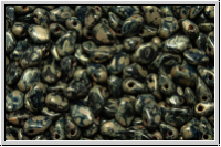 Gekko�-Beads, 3x5mm, black, op., silver picasso, matte, 50 Stk.