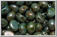Candy-Beads�, oval, PRECIOSA, 6x8mm, white, alabaster, blue/brown marbled, 20 Stk.