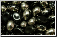 Candy-Beads�, oval, PRECIOSA, 6x8mm, black, op., half chrome, 20 Stk.