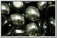 Candy-Beads�, oval, PRECIOSA, 10x12mm, black, op., half chrome, 10 Stk.