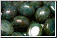Candy-Beads�, oval, PRECIOSA, 10x12mm, white, alabaster, blue/brown marbled, 10 Stk.