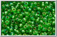 PR-11-57109, PRECIOSA Rocailles, 11/0, green, lt., trans., silver-ld., AB, 20g