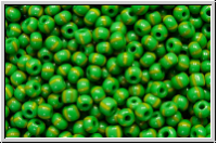 PR-11-53800, PRECIOSA Rocailles, 11/0, green, op., 4 yellow stripes, 20g