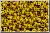 PR-11-83950, PRECIOSA Rocailles, 11/0, yellow, op., 4 black/red stripes, 20g