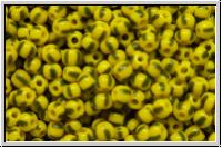 PR-11-83520, PRECIOSA Rocailles, 11/0, yellow, op., 4 green stripes, 20g
