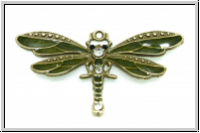 Anh�nger "Libelle m. Zirkonen" (Statement), 42x73x5,5mm, antikmessingfb., Metall, 1 Stk.