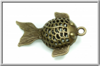 Anh�nger "Lucky Fish" (Statement), 53x36x14,5, antikmessingfb., Metall, 1 Stk.