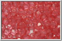 B�hm. Glasschliffperle, PRECIOSA, feuerpol., 4mm, crystal, trans., watermelone (dyed), 50 Stk.