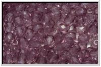 B�hm. Glasschliffperle, PRECIOSA, feuerpol., 4mm, crystal, trans., mauve (dyed), 50 Stk.