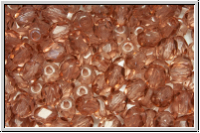 B�hm. Glasschliffperle, PRECIOSA, feuerpol., 4mm, crystal, trans., sandalwood (dyed), 50 Stk.