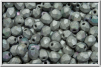 B�hm. Glasschliffperle, PRECIOSA, feuerpol., 4mm, crystal, trans., glittery silver, matte, 50 Stk.