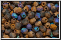 B�hm. Glasschliffperle, PRECIOSA, feuerpol., 4mm, crystal, trans., glittery bronze, matte, 50 Stk.