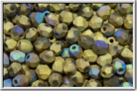 B�hm. Glasschliffperle, PRECIOSA, feuerpol., 4mm, crystal, trans., glittery amber, matte, 50 Stk.