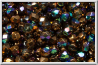 B�hm. Glasschliffperle, PRECIOSA, feuerpol., 4mm, crystal, trans., glittery bronze, 50 Stk.