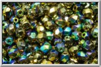 B�hm. Glasschliffperle, PRECIOSA, feuerpol., 4mm, crystal, trans., glittery amber, 50 Stk.