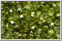 B�hm. Glasschliffperle, PRECIOSA, feuerpol., 4mm, crystal, trans., lime half apollo, 50 Stk.