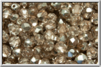 B�hm. Glasschliffperle, PRECIOSA, feuerpol., 4mm, crystal, trans., half labrador solgel gold, 50 Stk.