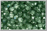 B�hm. Glasschliffperle, PRECIOSA, feuerpol., 4mm, crystal, trans., half labrador solgel green, 50 Stk.