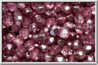 B�hm. Glasschliffperle, PRECIOSA, feuerpol., 4mm, crystal, trans., half labrador solgel pink, 50 Stk.