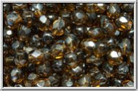 B�hm. Glasschliffperle, PRECIOSA, feuerpol., 4mm, topaz, sm. dk., trans., 50 Stk.