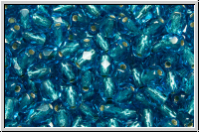 B�hm. Glasschliffperle, PRECIOSA, feuerpol., 4mm, aqua, dkst., trans., silver-ld., 50 Stk.